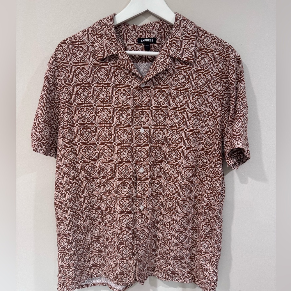 men’s short sleeve button-up shirt by Express